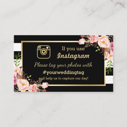 Floral Instagram Hashtag Einsteckkarte Begleitkarte (Vorderseite)