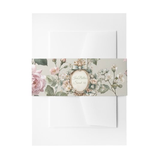 Floral Invitation Belly Band Wrap (Vorderseite Beispiel)