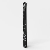 Floral iPhone Case für Schwarz und Silber Glitzer (Hinten/Links)