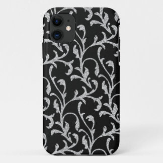 Floral iPhone Case für Schwarz und Silber Glitzer