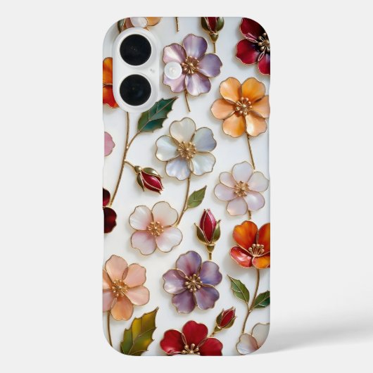 Floral iPhone Case Stained Glass Pastel Flowers (Rückseite)