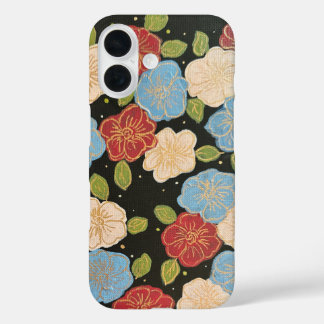 Floral iPhone Fall von Blues, pinks, grün und gold iPhone 16 Hülle
