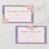 Floral Iridescen Glitzer Makeup Artist Beauty Visitenkarte (Vorne/Hinten)