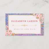 Floral Iridescen Glitzer Makeup Artist Beauty Visitenkarte (Vorderseite)