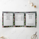 Floral Iris Patch 5 Foto Memorial Dreifach Gefaltete Ankündigung (Innenseite)