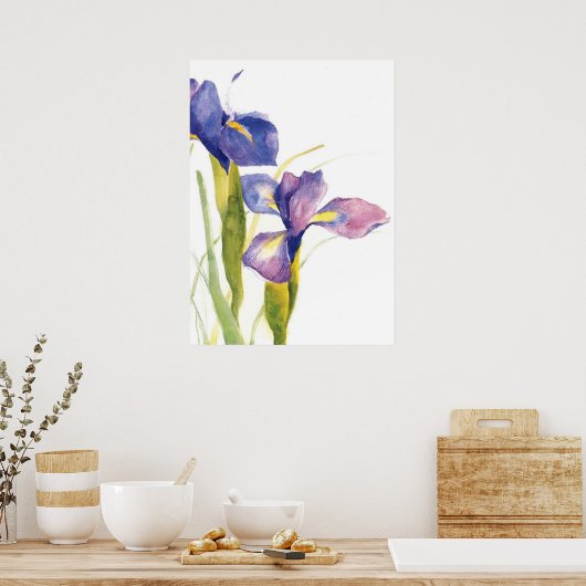 Floral Iris Wasserfarbe Poster (Küche)