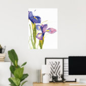 Floral Iris Wasserfarbe Poster (Heimbüro)
