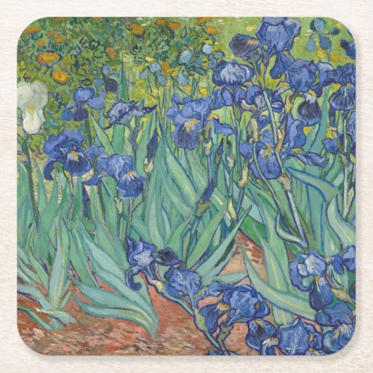 Floral Irises Garden Vincent van Gogh Inspiriert Rechteckiger Pappuntersetzer (Vorderseite)