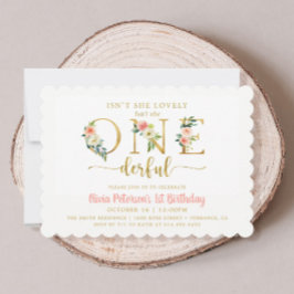 Floral ist nicht She Onederful Girl 1. Geburtstag Einladung