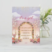 Floral "It's a Girl" Baby Shower Invitation Einladung (Stehend Vorderseite)