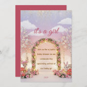 Floral "It's a Girl" Baby Shower Invitation Einladung (Vorne/Hinten)