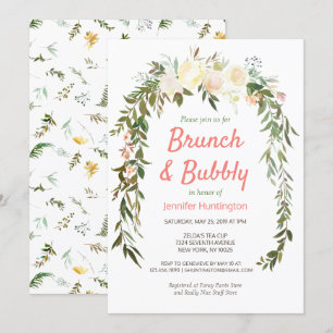 Floral Ivory Coral Brunch & Brautparty Einladung