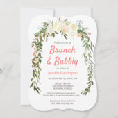 Floral Ivory Coral Brunch & Brautparty Einladung (Vorderseite)
