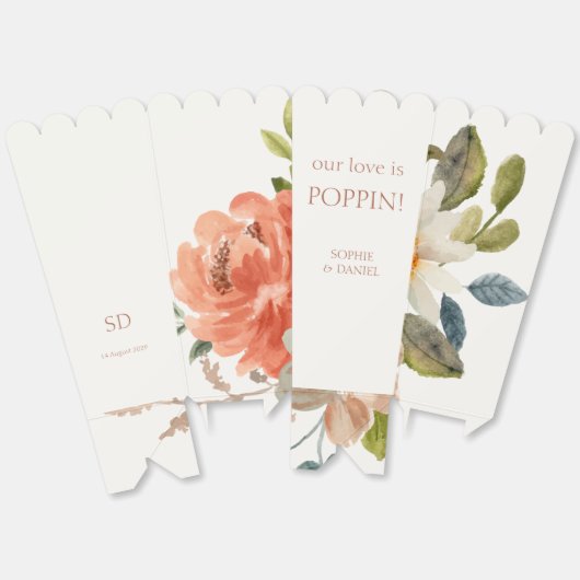 Floral & Ivory Couple Popcorn Geschenkschachtel (Ungeklappt)