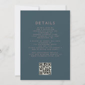 Floral Ivory Rose Gold Aquamariner QR Code Hochzei Einladung (Rückseite)