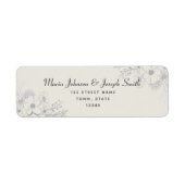 Floral Ivory Silver Wedding Address Label (Vorne)