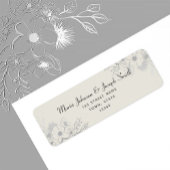 Floral Ivory Silver Wedding Address Label