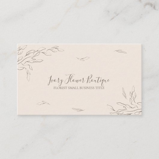 Floral Ivory Simple Boho Eventplaner Visitenkarte (Vorderseite)