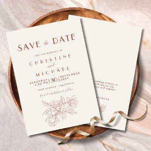 Floral Ivory Terracotta Save The Date