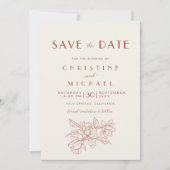 Floral Ivory Terracotta Save The Date (Vorderseite)