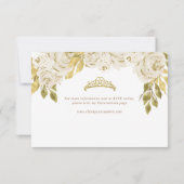 Floral Ivory White Gold Arch Quinceañera RSVP Karte (Rückseite)