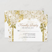 Floral Ivory White Gold Arch Quinceañera RSVP Karte (Vorne/Hinten)