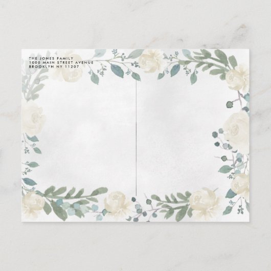 Floral Ivory White Princess Birthday Quinceanera I Einladungspostkarte (Rückseite)