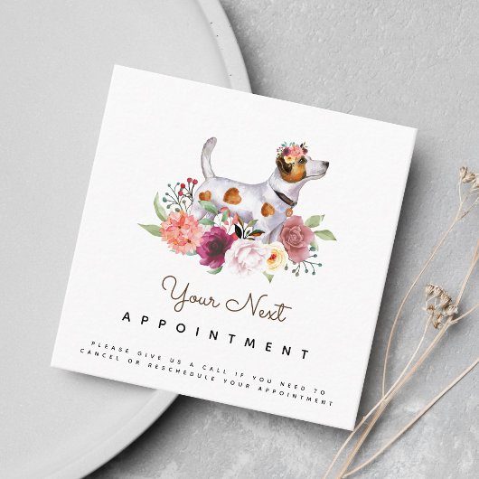 Floral Jack Russel Terrier Ernennung Erinnerung Quadratische Visitenkarte