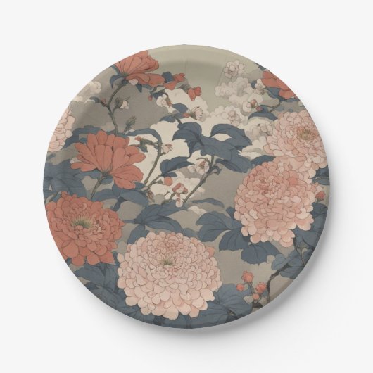Floral Japan Pappteller (Vorderseite)
