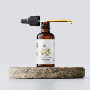 Floral Jasmine Essential Oils Grüne Wasserfarbe Adressaufkleber
