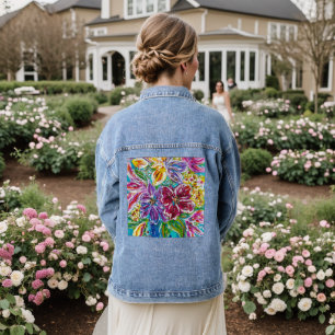 Floral Jeans Jacket Jeansjacke