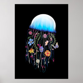 Floral Jellyfish Poster