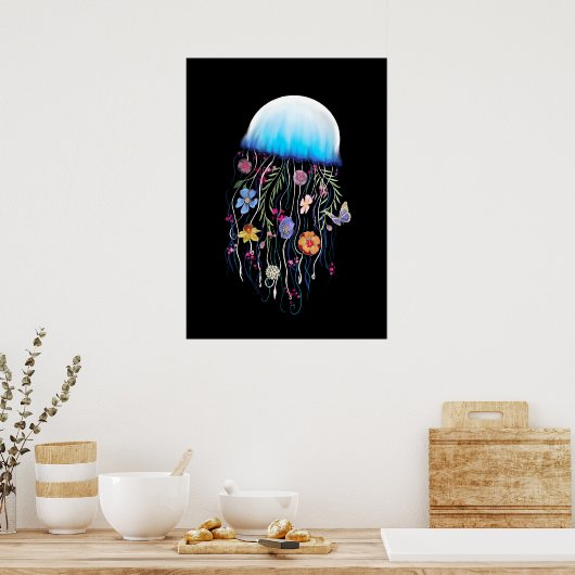 Floral Jellyfish Poster (Küche)