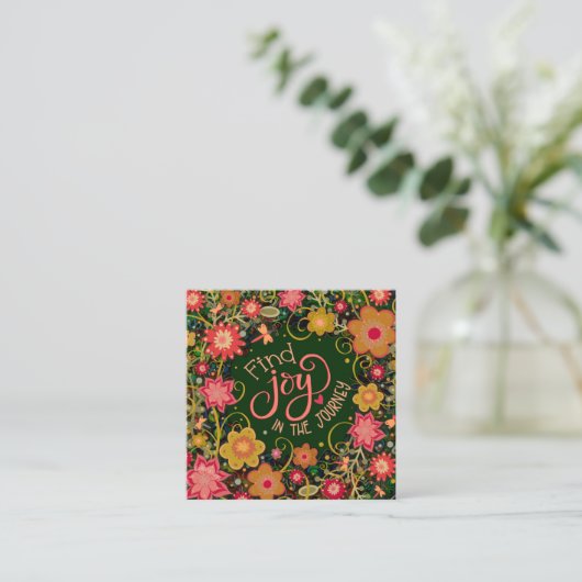 Floral Join Journey Inspirivity Kindness Cards Quadratische Visitenkarte (Stehend Vorderseite)