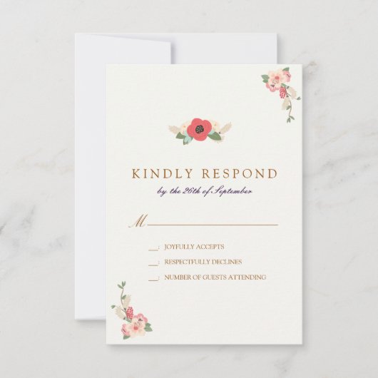 Floral Jumping the Broom Wedding RSVP Reaktion Karte (Vorderseite)