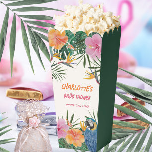 Floral Jungle Parrot Aquarell Babydusche Geschenkschachtel