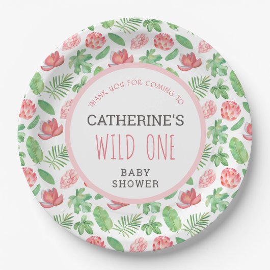 Floral Jungle Safari Baby Dusche Vielen Dank Pappteller (Vorderseite)