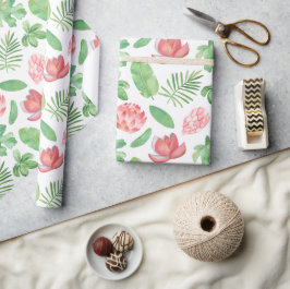 Floral Jungle Safari Babydusche Tropische Blüte Geschenkpapier