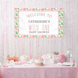 Floral Jungle Safari Girl Babydusche Willkommen Banner