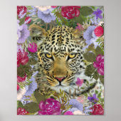 Floral Jungle Safari Leopard Malerei Poster (Vorne)