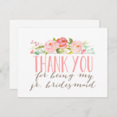 Floral Junior Bridesmaid Vielen Dank Dankeskarte (Vorne/Hinten)