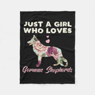 Floral Just A Girl Who Loves German Shepherd Fleecedecke