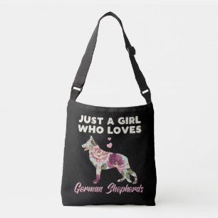 Floral Just A Girl Who Loves German Shepherd Tragetaschen Mit Langen Trägern