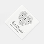 Floral Just Married Anemone Black Heart Blume Serviette (Ecke)