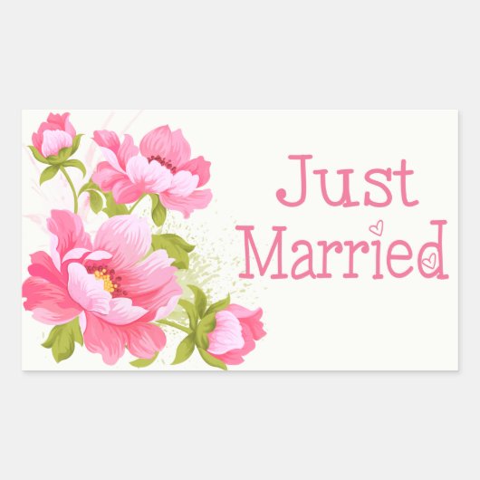 Floral Just Married Pink Peonies Blume Stickers (Vorderseite)