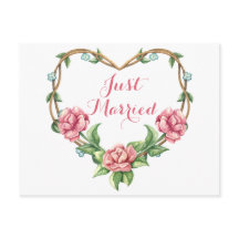 Floral Just Married Watercolor Rosa Hochzeit