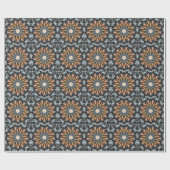 Floral Kaleidoskop Art Mosaik Orange Schwarz-weiß Geschenkpapier (Flach)