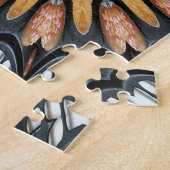 Floral Kaleidoskop Art Mosaik Orange Schwarz-weiß Puzzle (Seite)