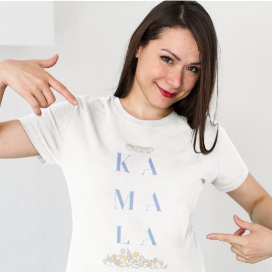 Floral Kamala Harris. Weiß T-Shirt