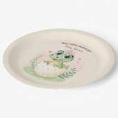 Floral kawaii Baby Alligator Bruteier - Mädchen Pappteller (Schrägansicht)